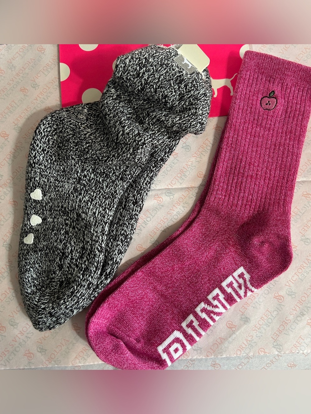 Victoria's Secret PINK & Crew Socks & Cozy Non slip slipper socks